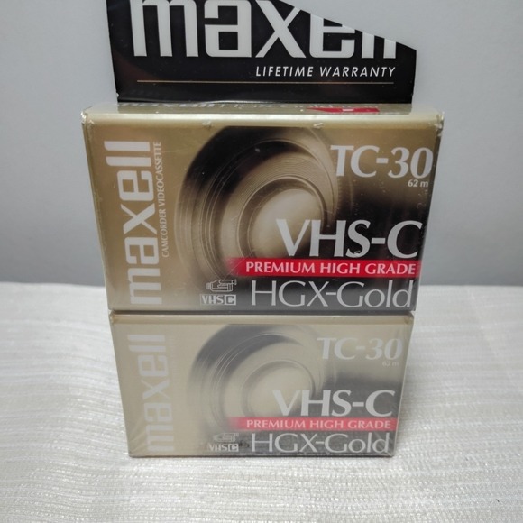 Maxell TC-30 VHS-C HGX Gold Camcorder Tapes Videocassette Pack of 2 NEW & SEALED - Picture 1 of 5